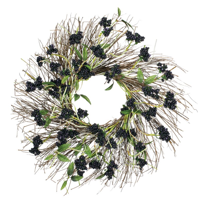 Gracie Oaks Faux Birch And Berry 27 Wreath And Reviews Wayfair